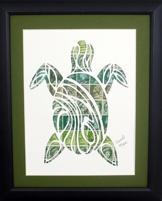 Vintage Postage Stamp Art - &quot;Sea Turtle&quot;