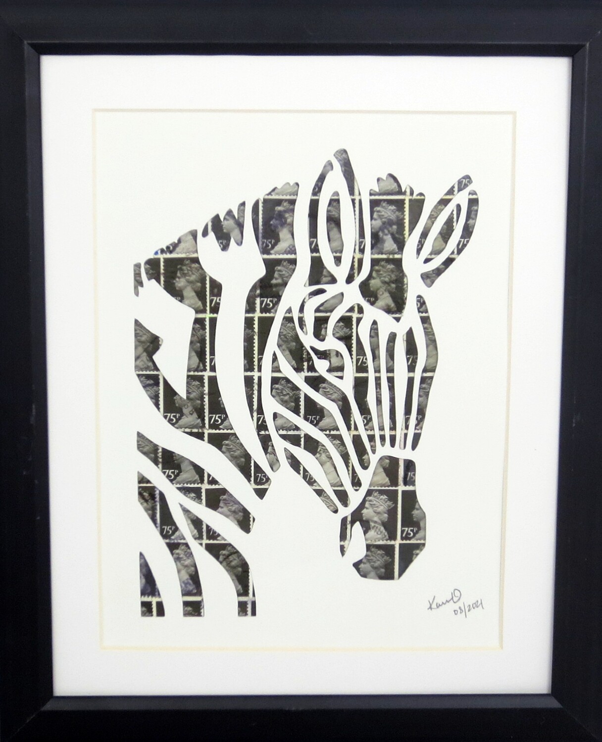Vintage Postage Stamp Art - &quot;Zebra&quot;