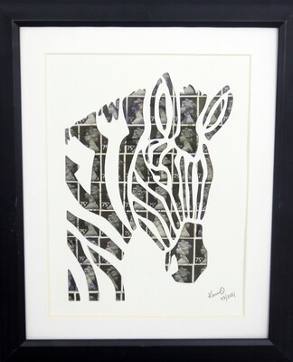 Vintage Postage Stamp Art - &quot;Zebra&quot;