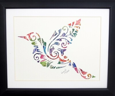 Vintage Postage Stamp Art - &quot;Humming Bird&quot;
