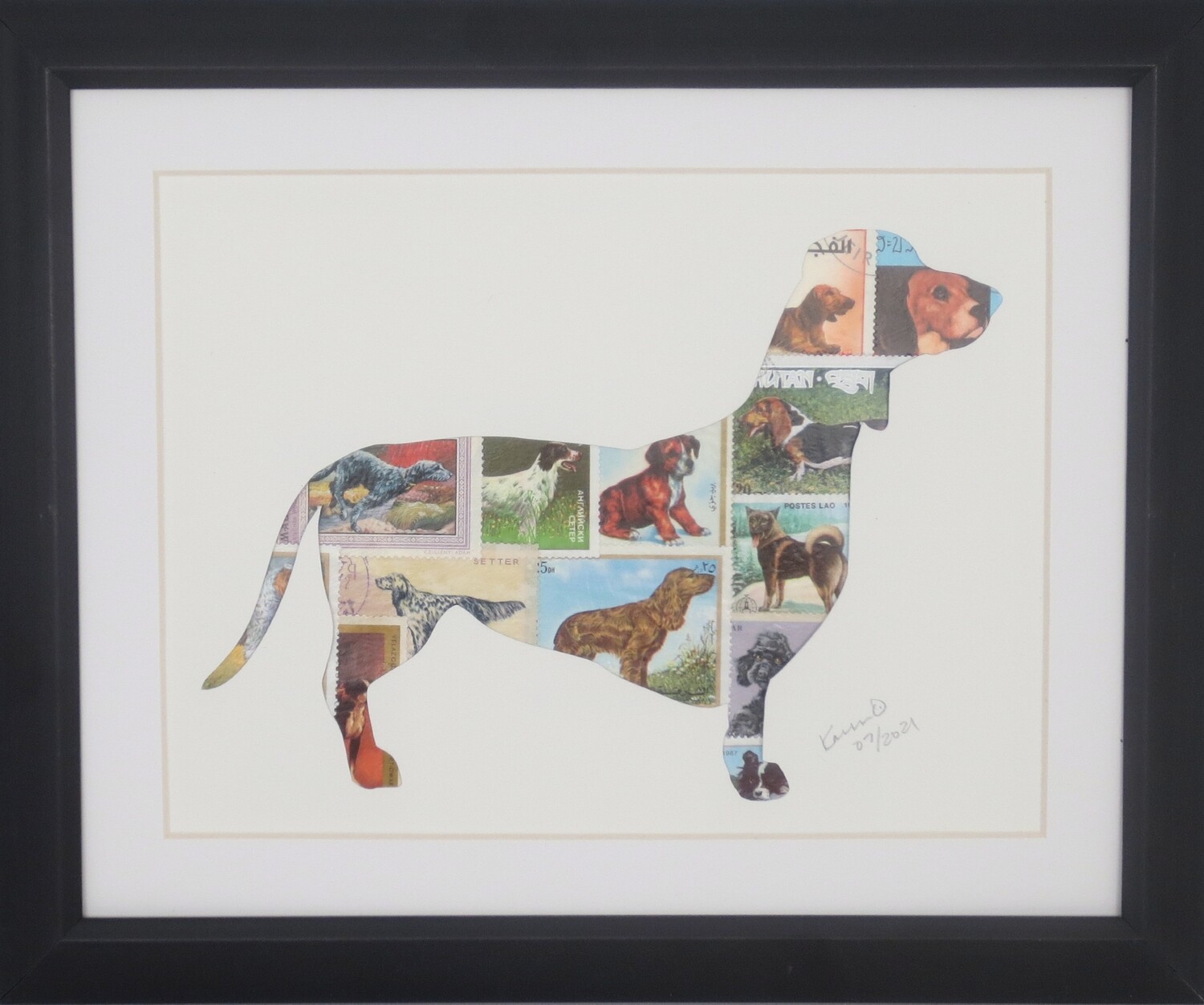 Vintage Postage Stamp Art - &quot;Dachshund&quot;