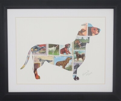 Vintage Postage Stamp Art - &quot;Dachshund&quot;