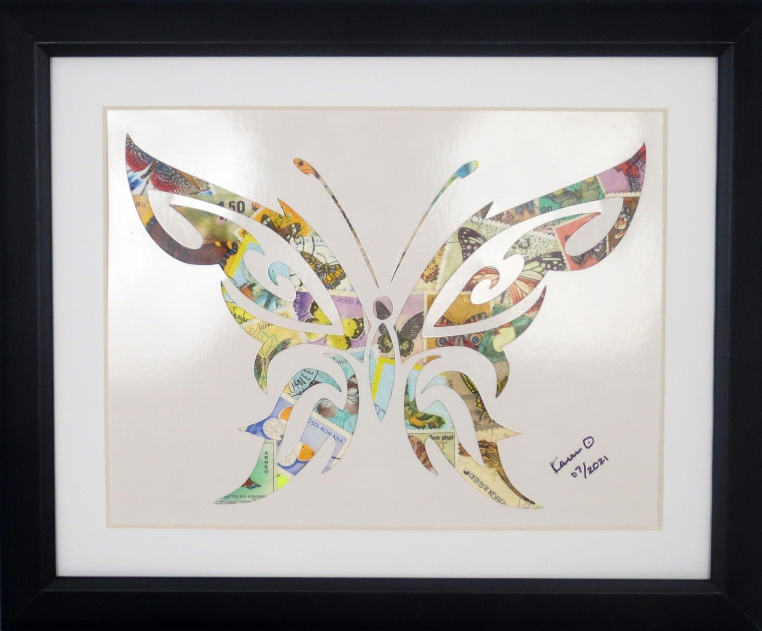 Vintage Postage Stamp Art - &quot;Butterfly&quot;