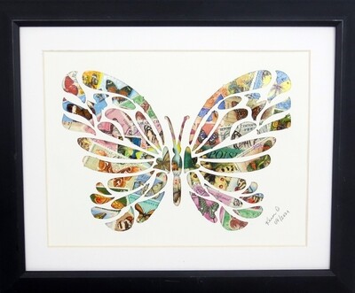 Vintage Postage Stamp Art - &quot;Butterfly&quot;