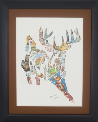 Vintage Postage Stamp Art - &quot;Deer-Buck&quot;