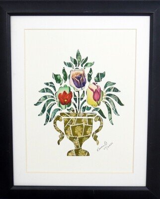 Vintage Postage Stamp Art - &quot;Bouquet of Flowers&quot;
