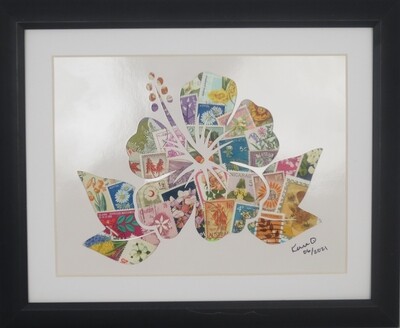 Vintage Postage Stamp Art - &quot;Hibiscus&quot;