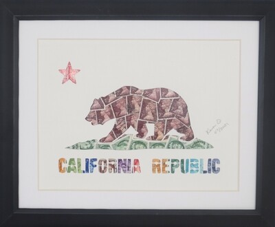 Vintage Postage Stamp Art - &quot;State of California Republic&quot;