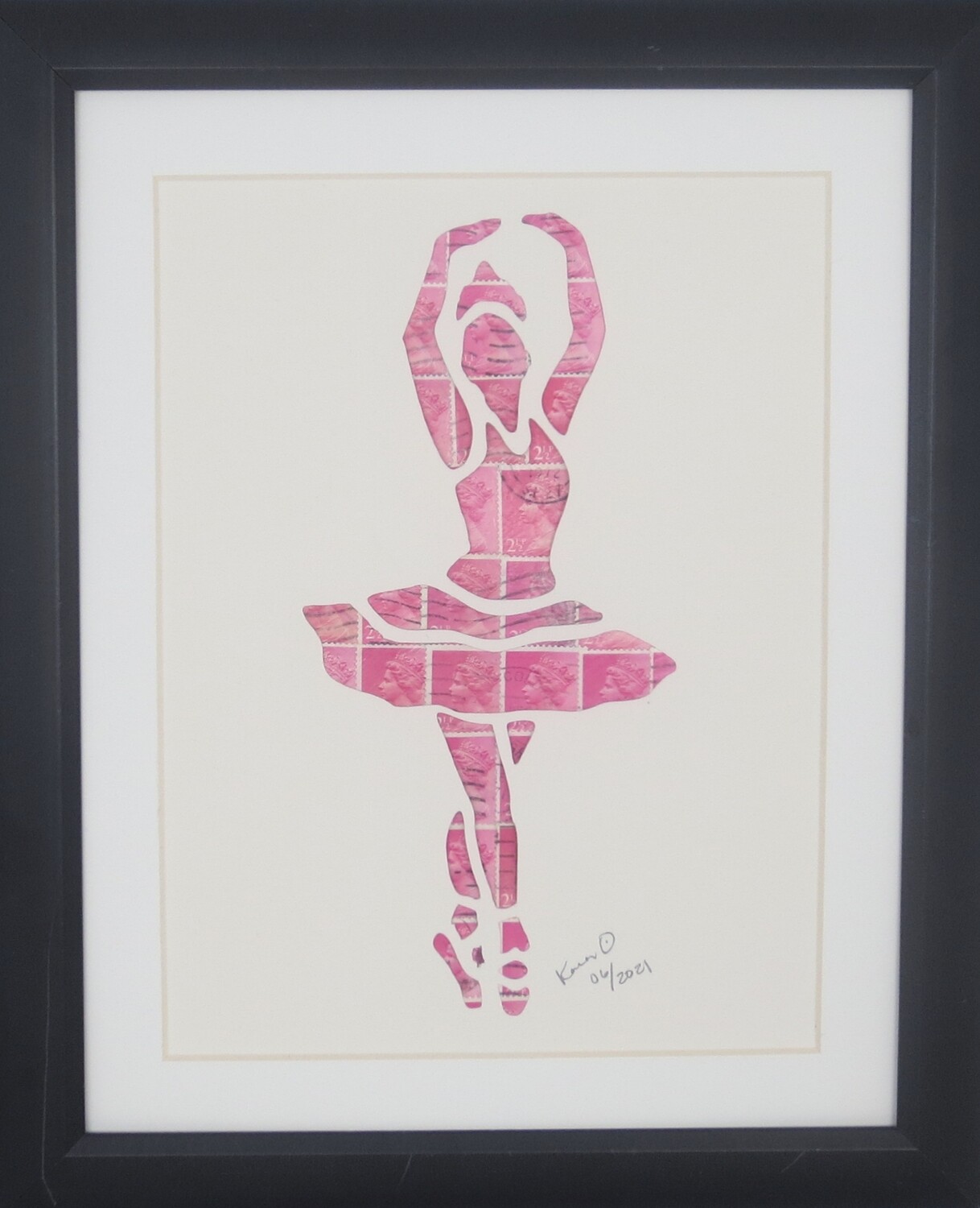 Vintage Postage Stamp Art - &quot;Ballerina&quot;
