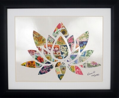 Vintage Postage Stamp Art - &quot;Lotus&quot;