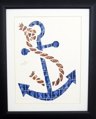 Vintage Postage Stamp Art - &quot;Anchor&quot;