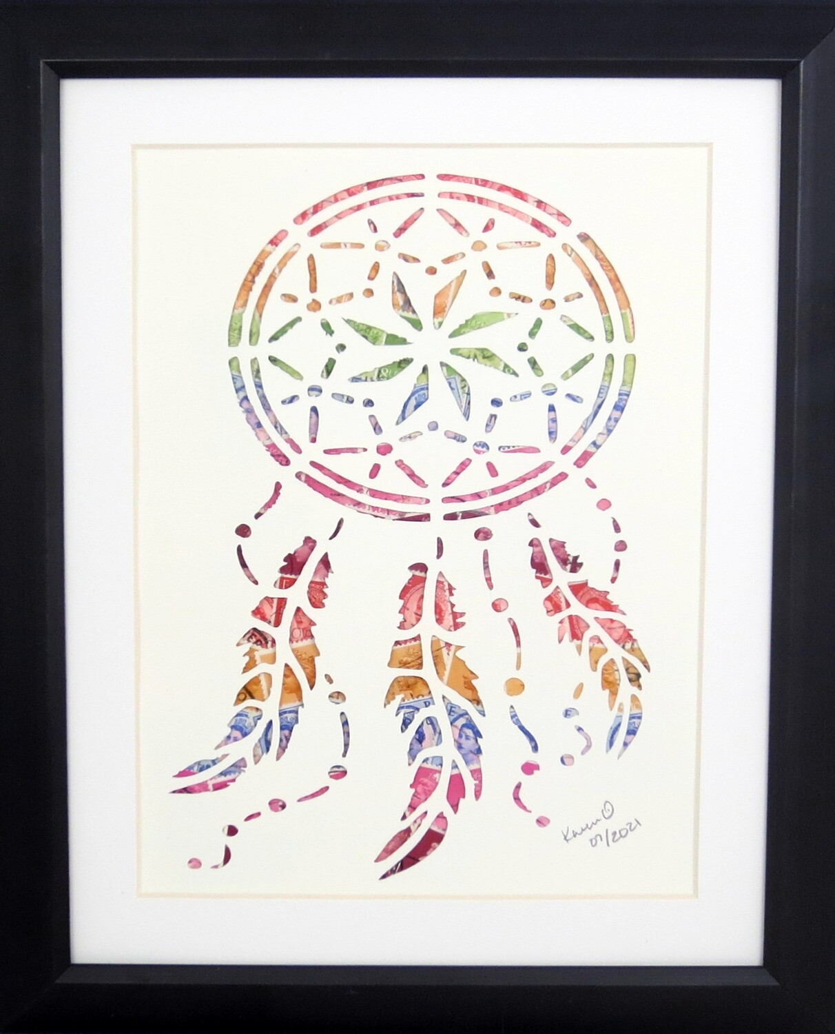 Vintage Postage Stamp Art - &quot;Dream Catcher&quot;