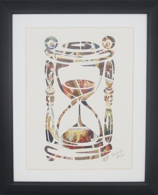Vintage Postage Stamp Art - &quot;Hour Glass&quot;