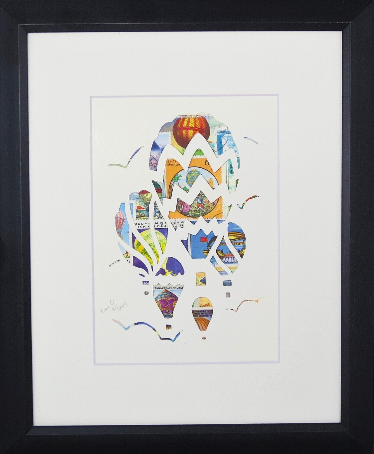 Vintage Postage Stamp Art - &quot;Hot Air Balloons&quot;
