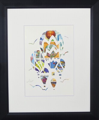 Vintage Postage Stamp Art - &quot;Hot Air Balloons&quot;