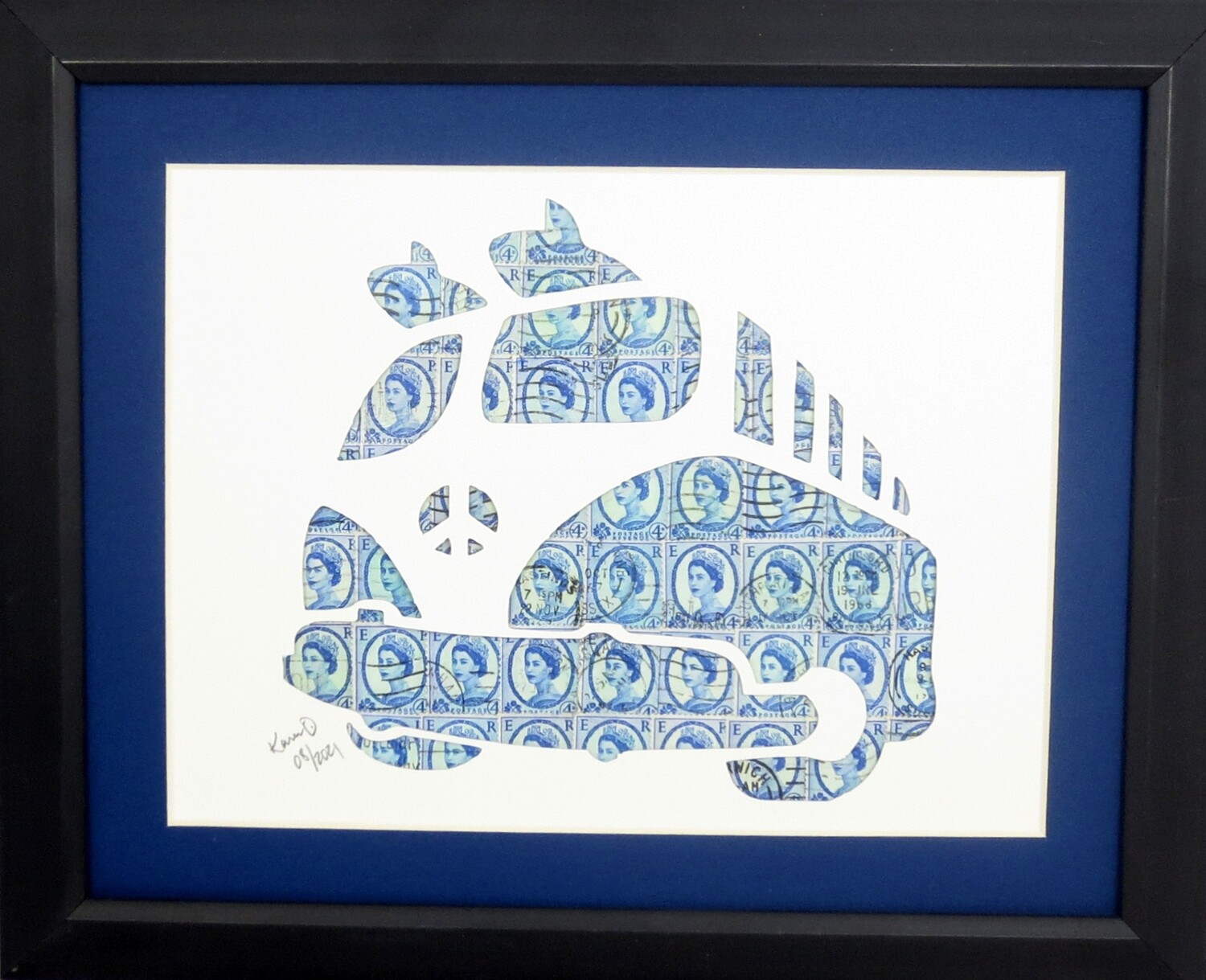 Vintage Postage Stamp Art - &quot;VW Bus&quot;