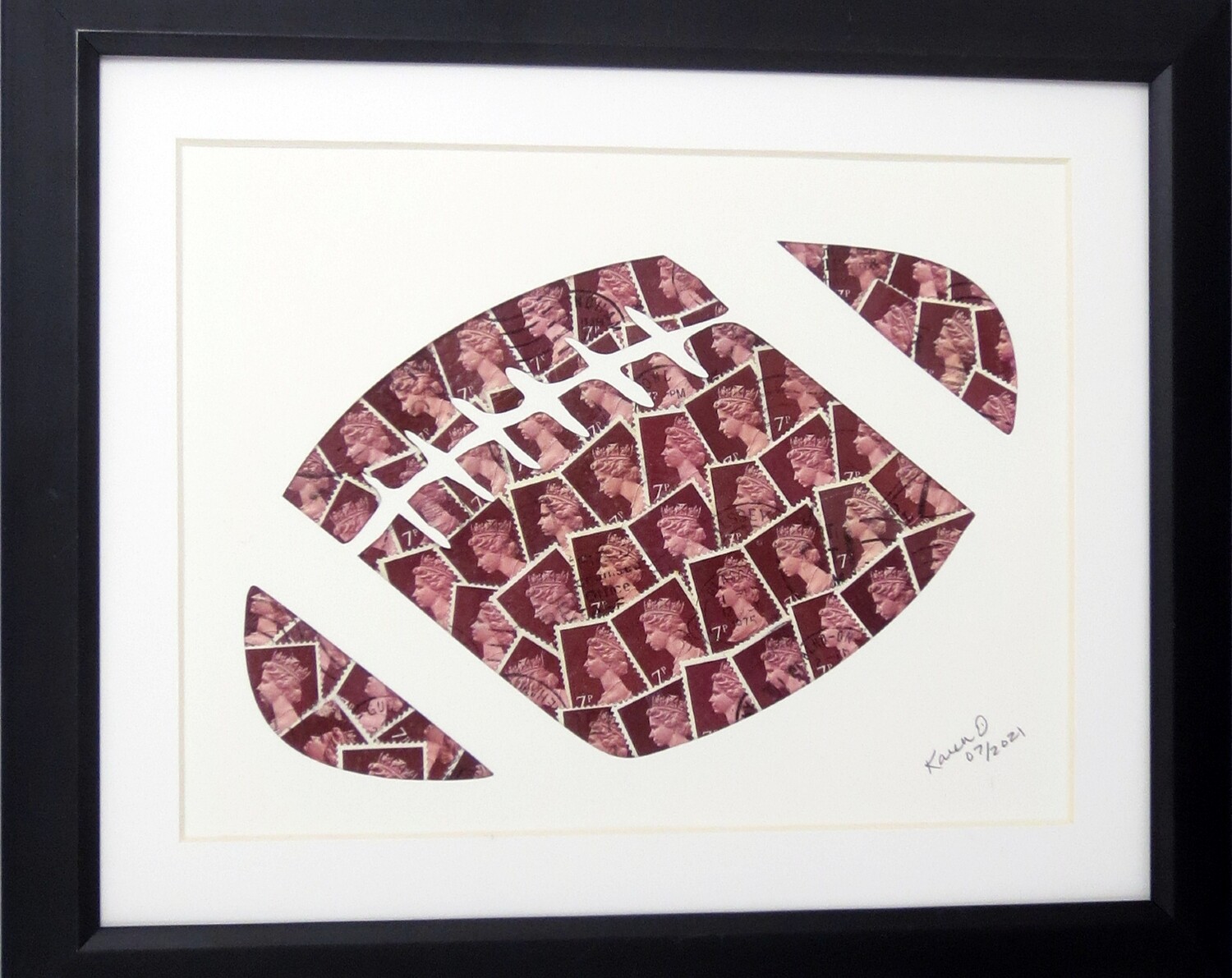 Vintage Postage Stamp Art - &quot;Football&quot;