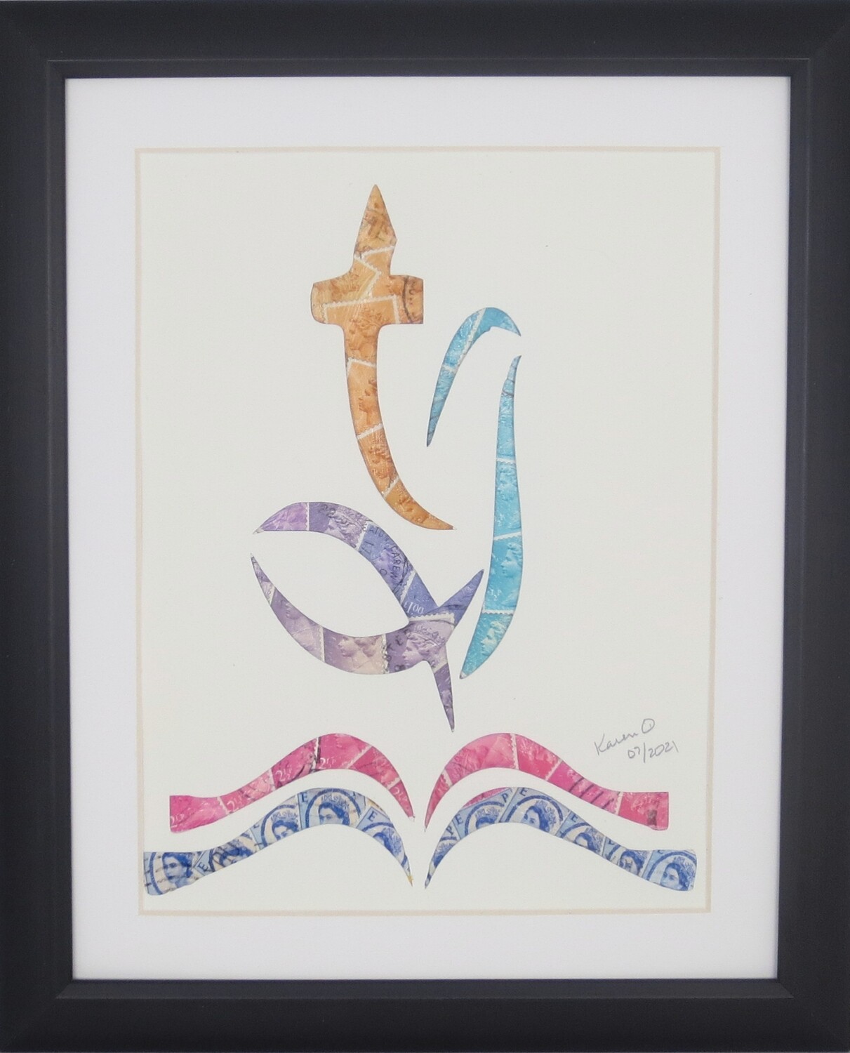 Vintage Postage Stamp Art - &quot;Faith&quot;