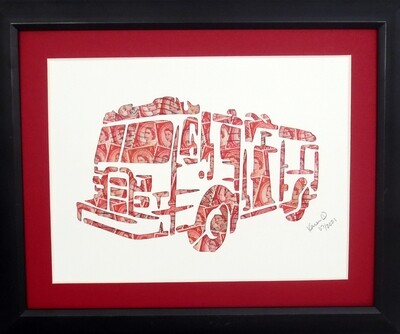 Vintage Postage Stamp Art - &quot;Fire Truck&quot;