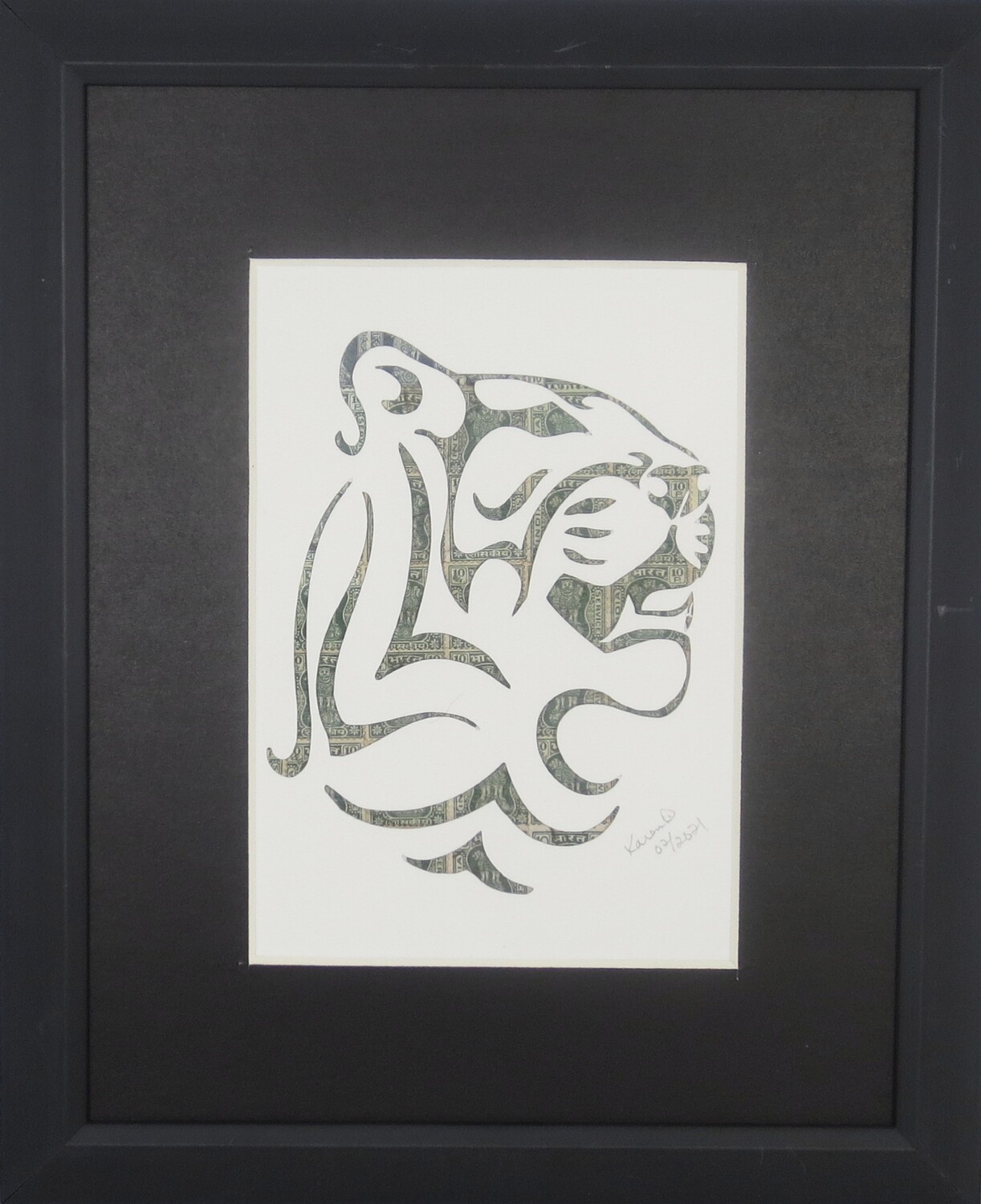 Vintage Postage Stamp Art - &quot;Tiger Head&quot;