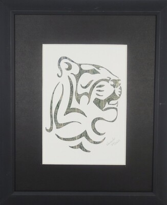Vintage Postage Stamp Art - &quot;Tiger Head&quot;