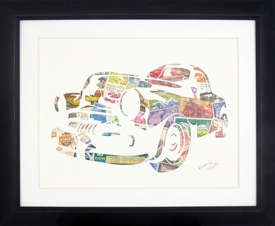 Vintage Postage Stamp Art - &quot;Car&quot;