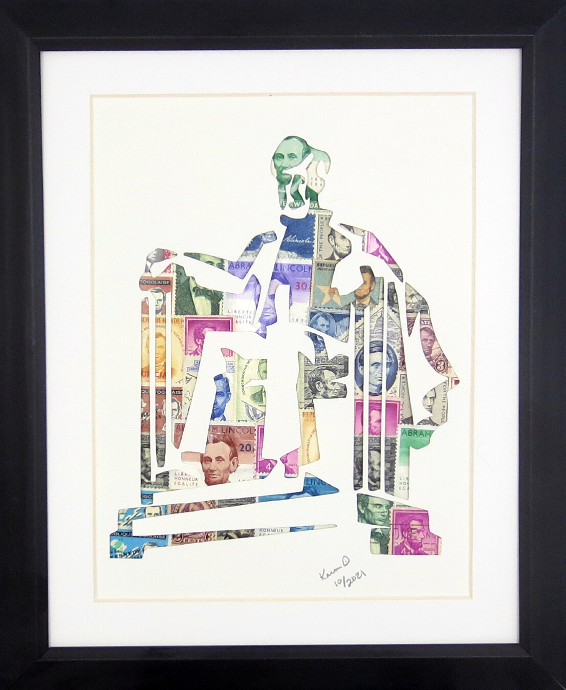 Vintage Postage Stamp Art - &quot;Abraham Lincoln&quot;