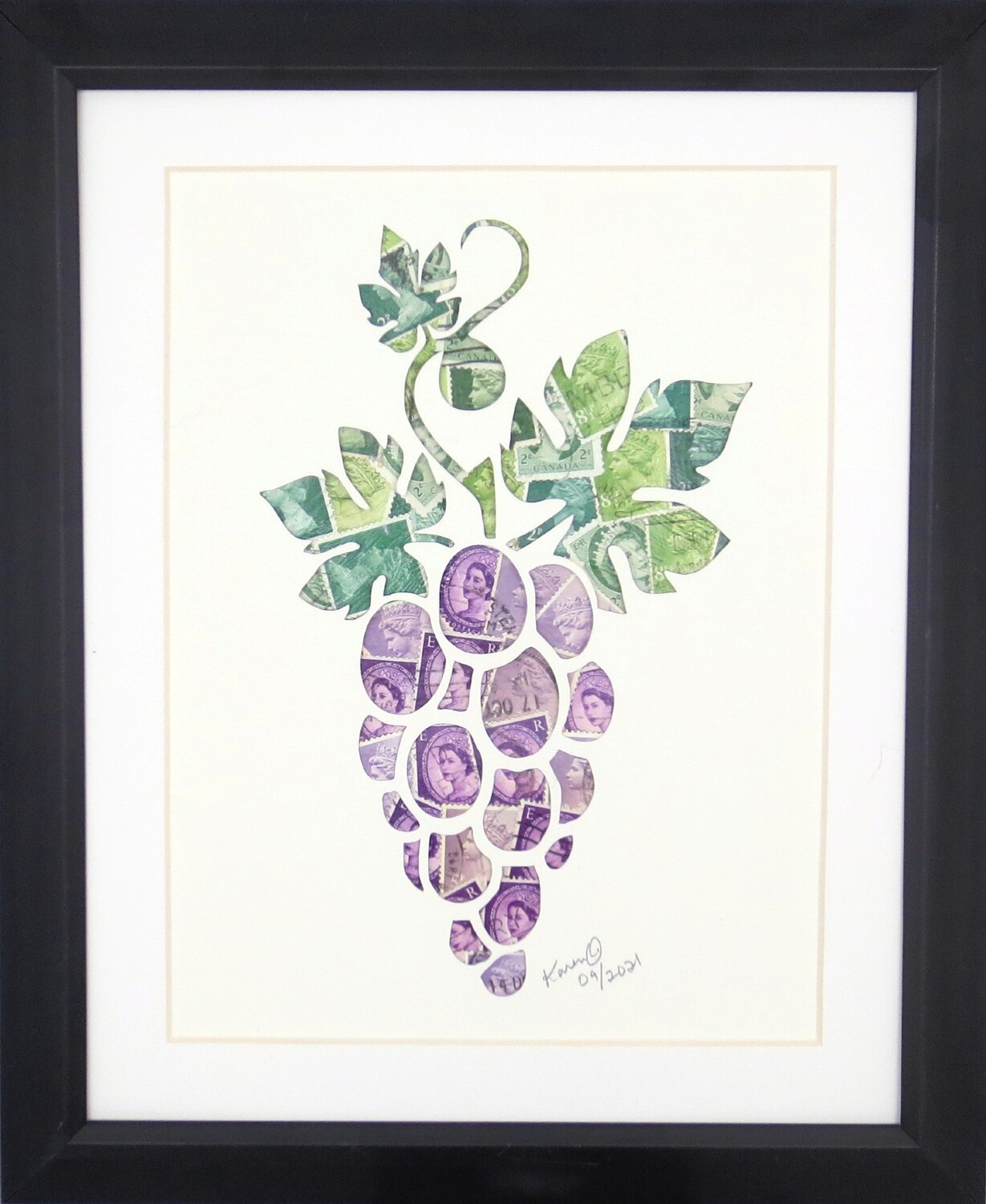 Vintage Postage Stamp Art - &quot;Grapes&quot;