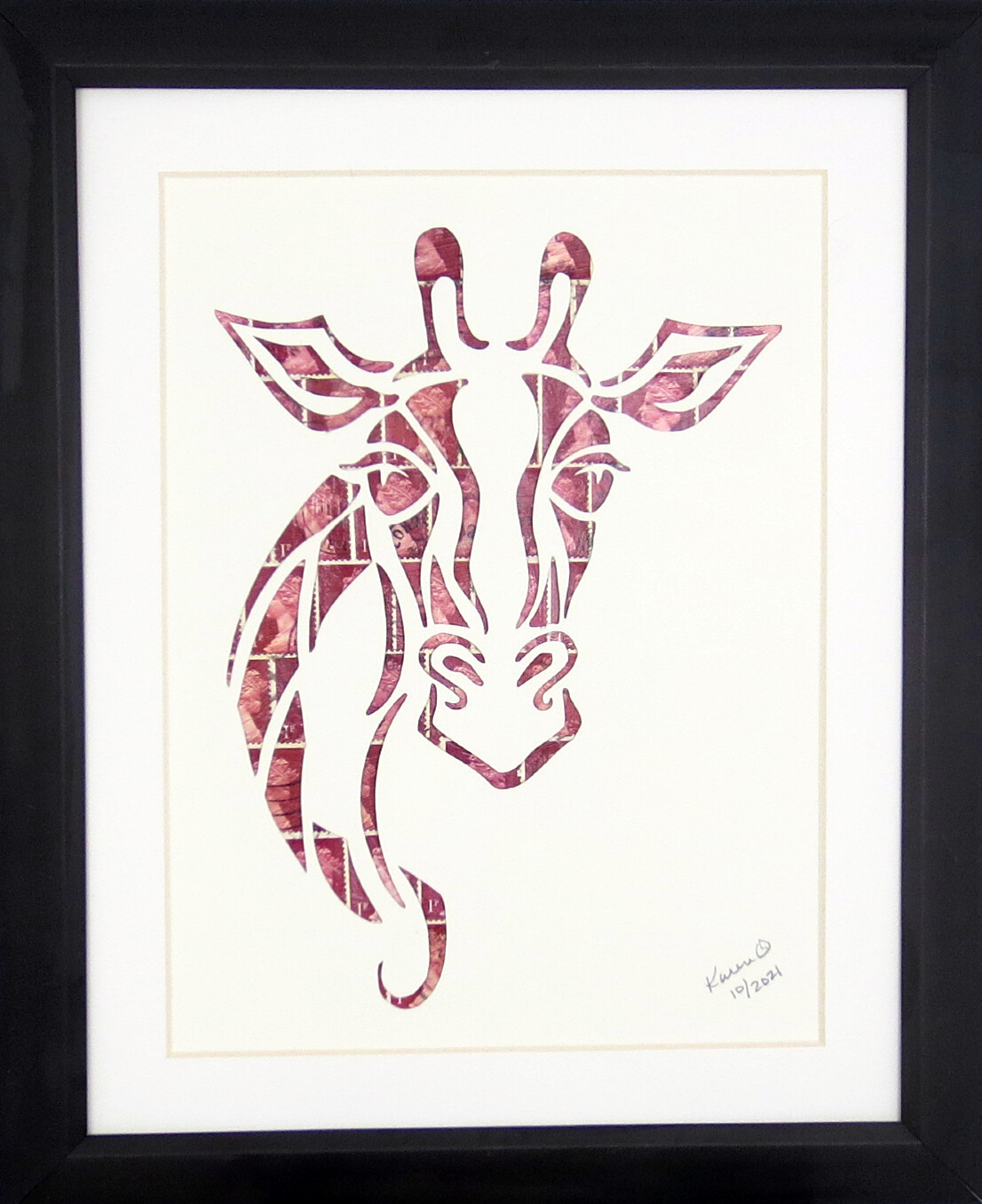 Vintage Postage Stamp Art - &quot;Giraffe Head&quot;
