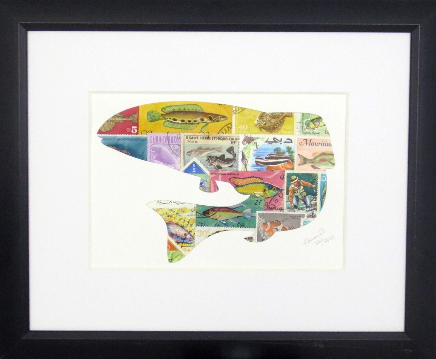 Vintage Postage Stamp Art - &quot;Trout&quot;