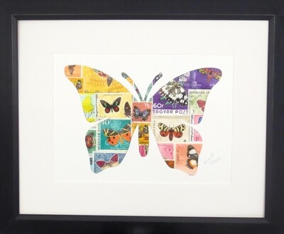 Vintage Postage Stamp Art - &quot;Butterfly&quot;