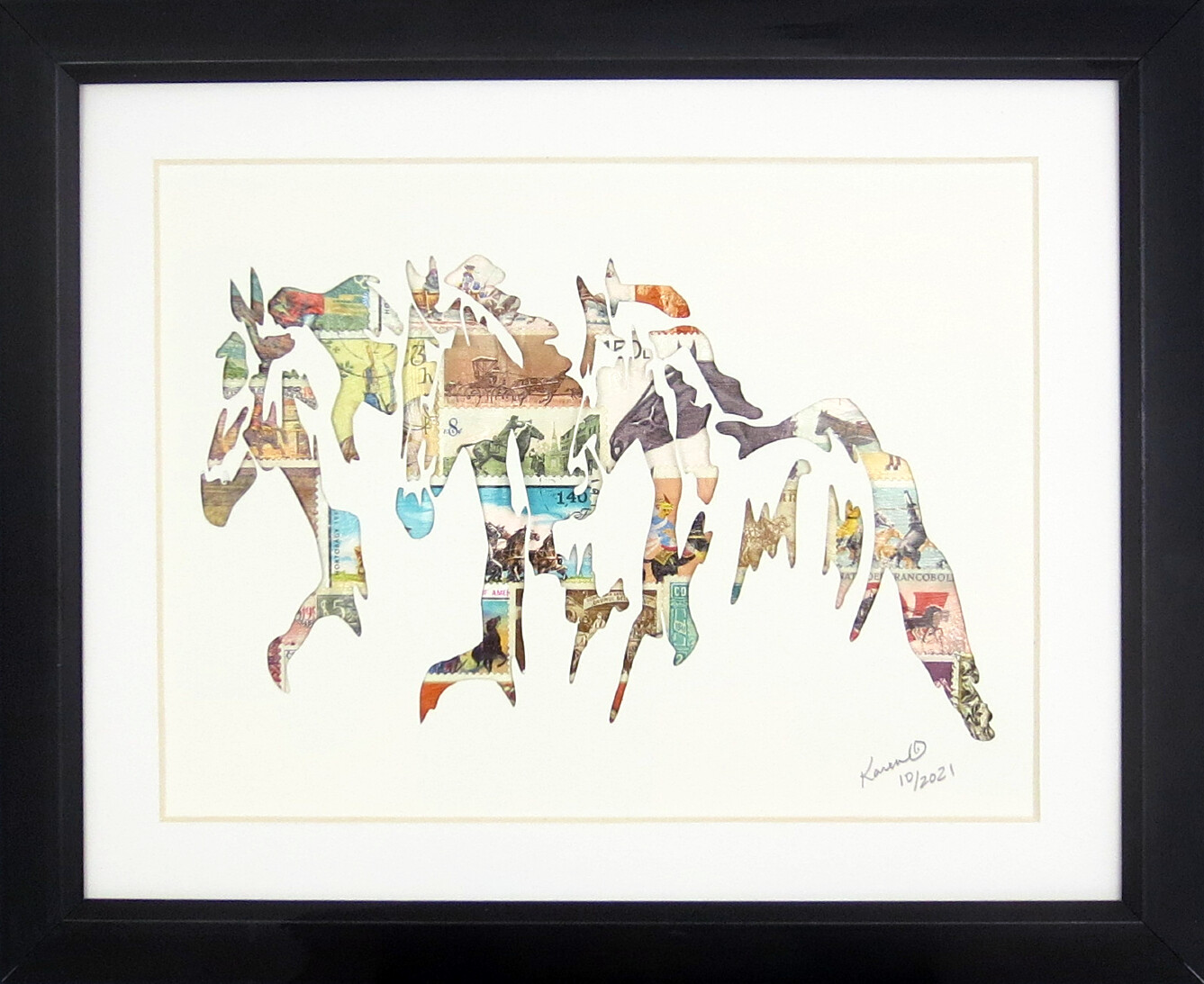 Vintage Postage Stamp Art - &quot;Horses&quot;
