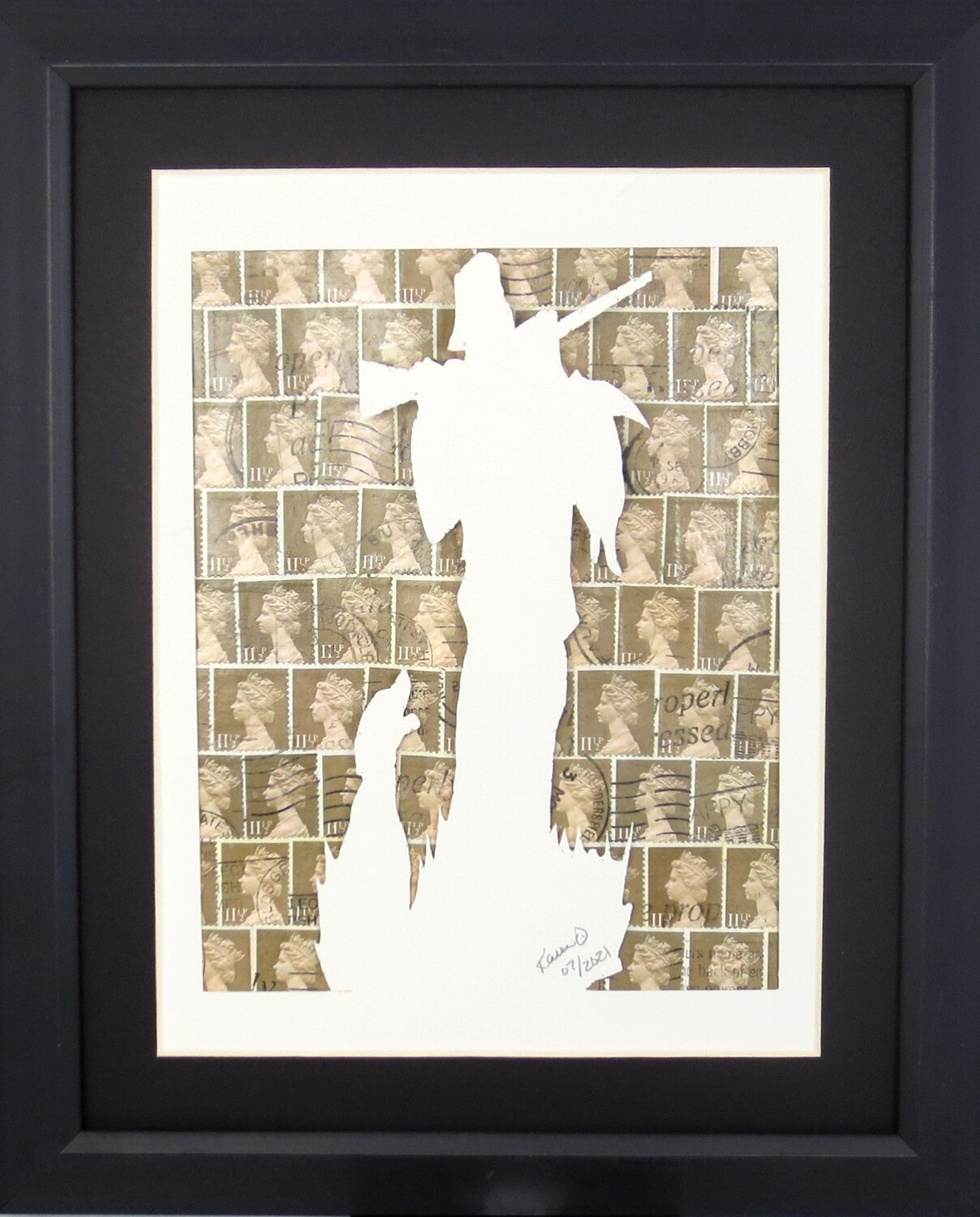 Vintage Postage Stamp Art - &quot;Hunter&quot;
