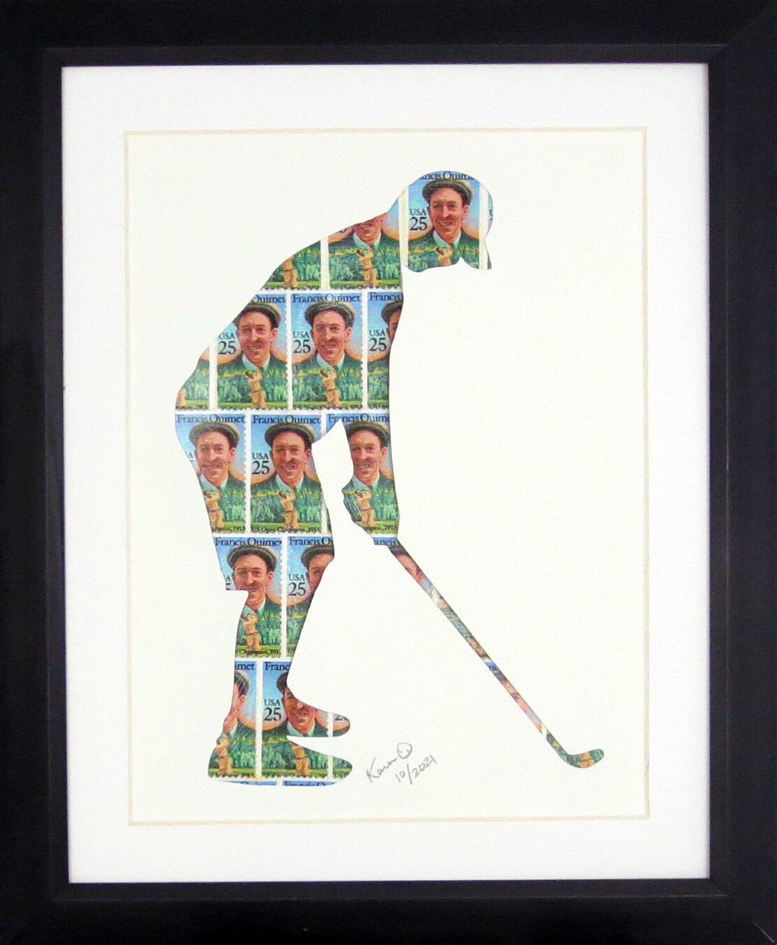Vintage Postage Stamp Art - &quot;Golfer&quot;