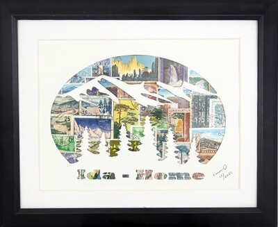 Vintage Postage Stamp Art - &quot;Ida-Home&quot;