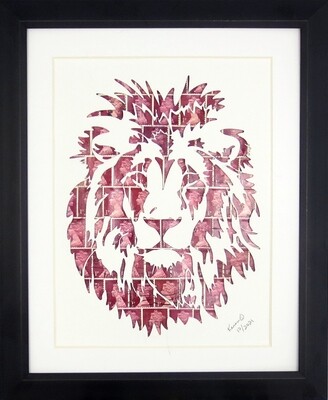 Vintage Postage Stamp Art - &quot;Lion Head&quot;