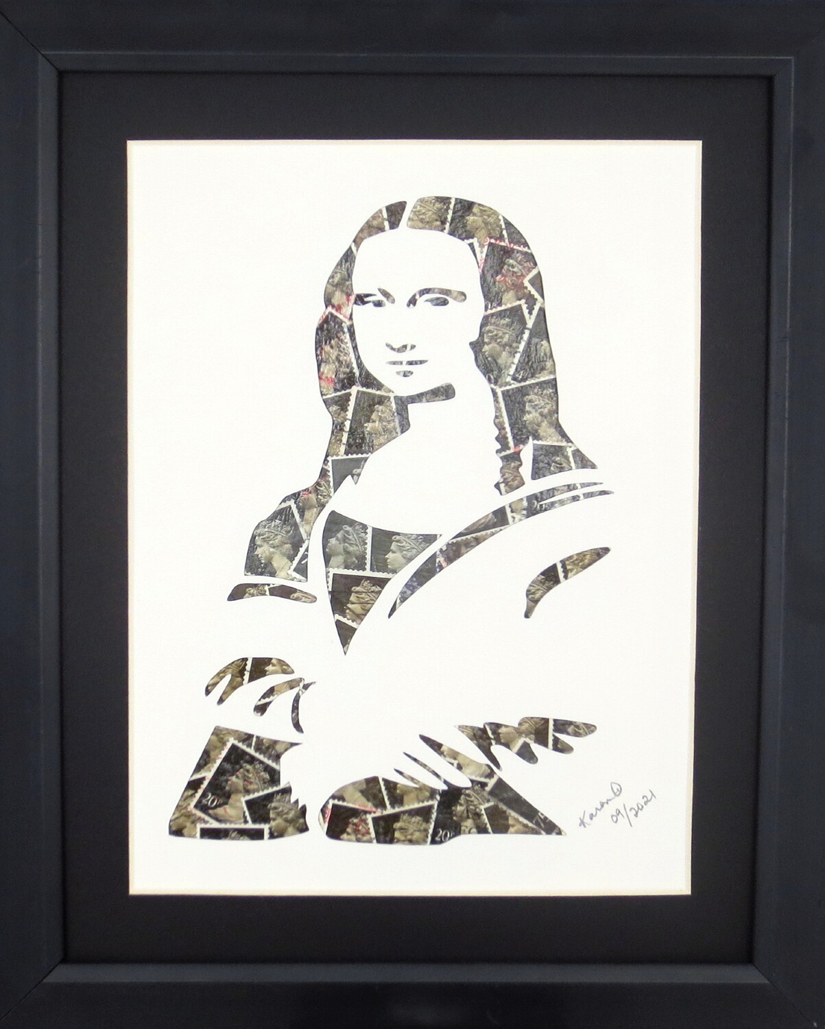 Vintage Postage Stamp Art - &quot;Mona Lisa&quot;