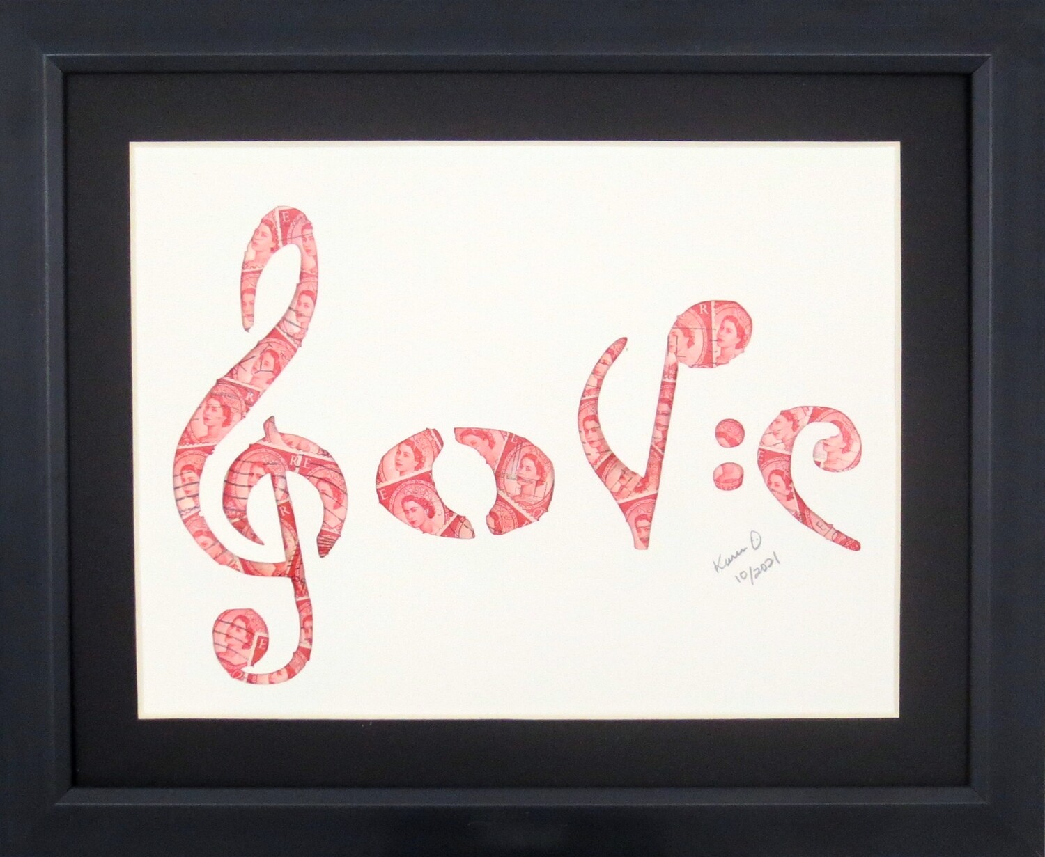 Vintage Postage Stamp Art - &quot;Musical Love Notes&quot;