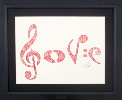 Vintage Postage Stamp Art - &quot;Musical Love Notes&quot;