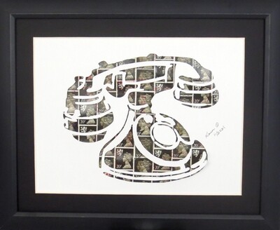Vintage Postage Stamp Art - &quot;Telephone&quot;