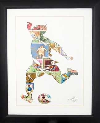 Vintage Postage Stamp Art - &quot;Soccer Player&quot;