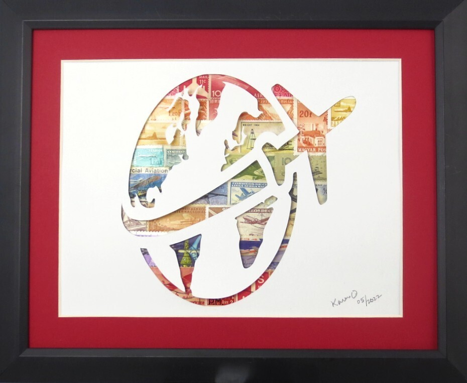 Vintage Postage Stamp Art - &quot;Airplane&quot;