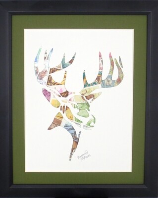 Vintage Postage Stamp Art - &quot;Deer Head&quot;