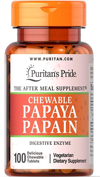 Papaya Enzyme Masticable 100 Tabletas Puritans pride