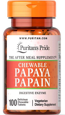 Papaya Enzyme Masticable 100 Tabletas Puritans pride