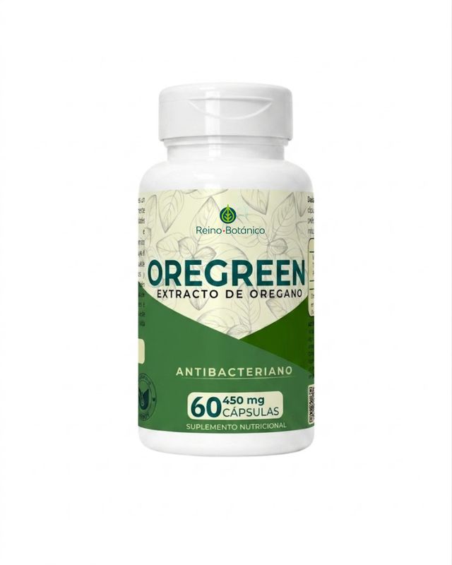 Oregreen Extracto de Orégano 450 mg | Antibacteriano Natural | Reino Botánico Honduras