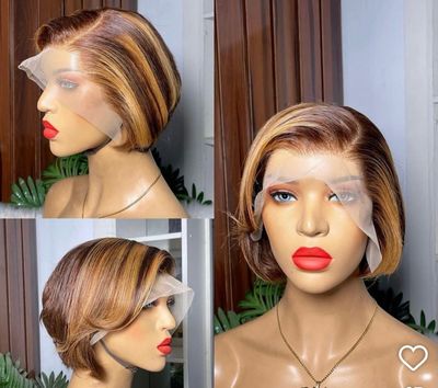 Short Bob Lace Front Wig 13x4 Pixie Cut - Coloured
