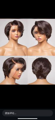Short Bob Lace Front Wig 13x4 Pixie Cut - Black