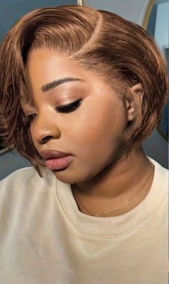 Short Bob Lace Front Wig 13x4 Pixie Cut - Coloured
