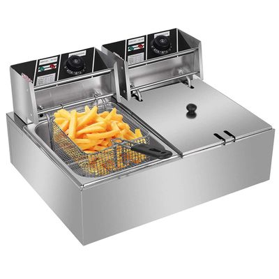 Heavy Duty Stainless Steel Double Deep Fryer